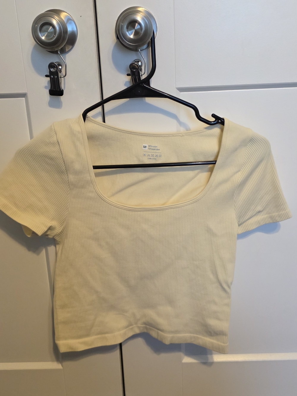 Ribbed Scoop-Neck Crop Top in Cream by Mossimo